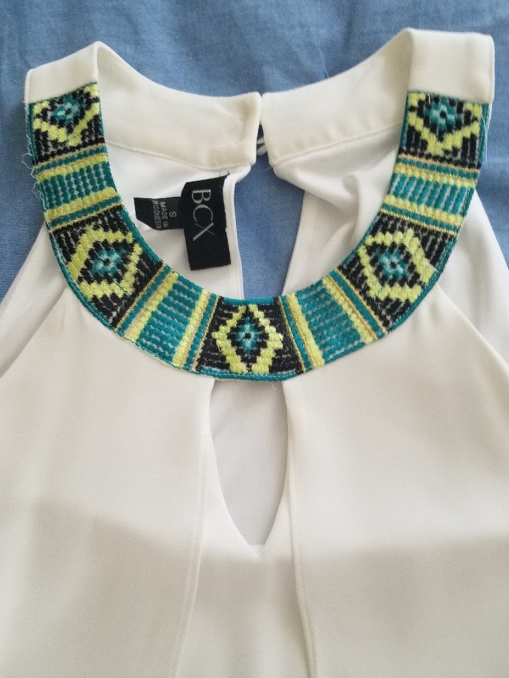 BCX Embroidered Halter Layered Chiffon Top NEW
